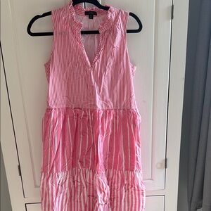 Pink Striped Sleeveless Dress
